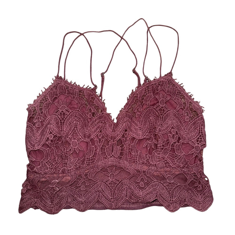 Free People FP One Adella Bralette Women M Purple Excellent Lace Strappy Boho